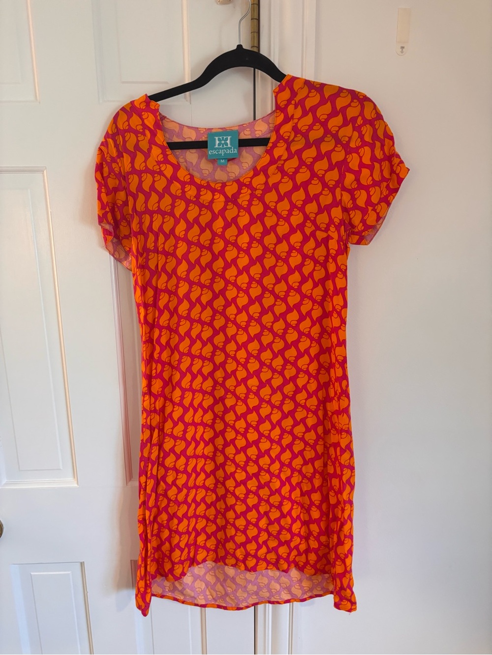 escapada Orange and Pink Short Sleeve Shift Dress - Bold Print